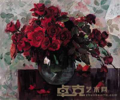温葆 1995年作 红玫瑰 60×50cm